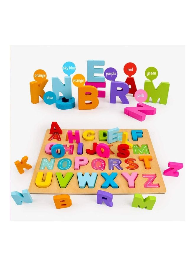 Wooden ABC Letters Colorful Educational Puzzle Jigsaw With Backside - Image 3